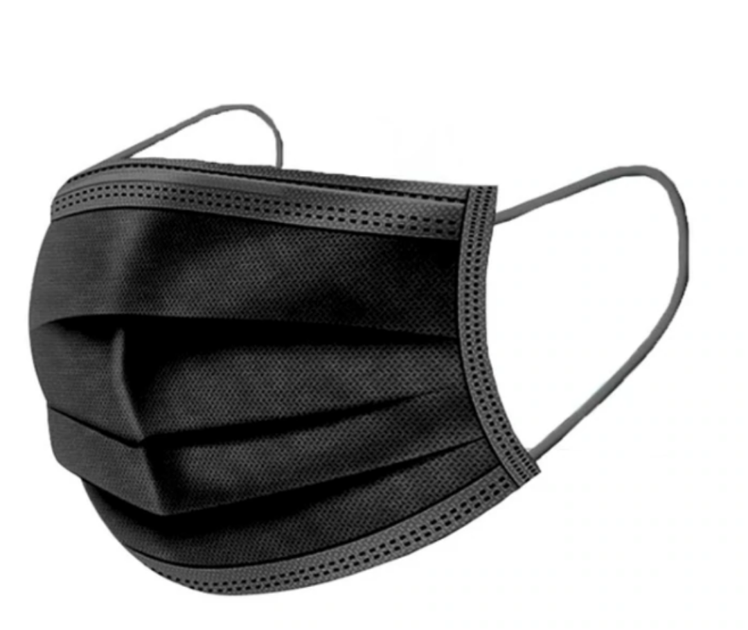INTCO Nonwoven Protective Fabric 3-Ply Disposable Face Mask - Black Box of 50 - Senior.com Surgical Style Masks